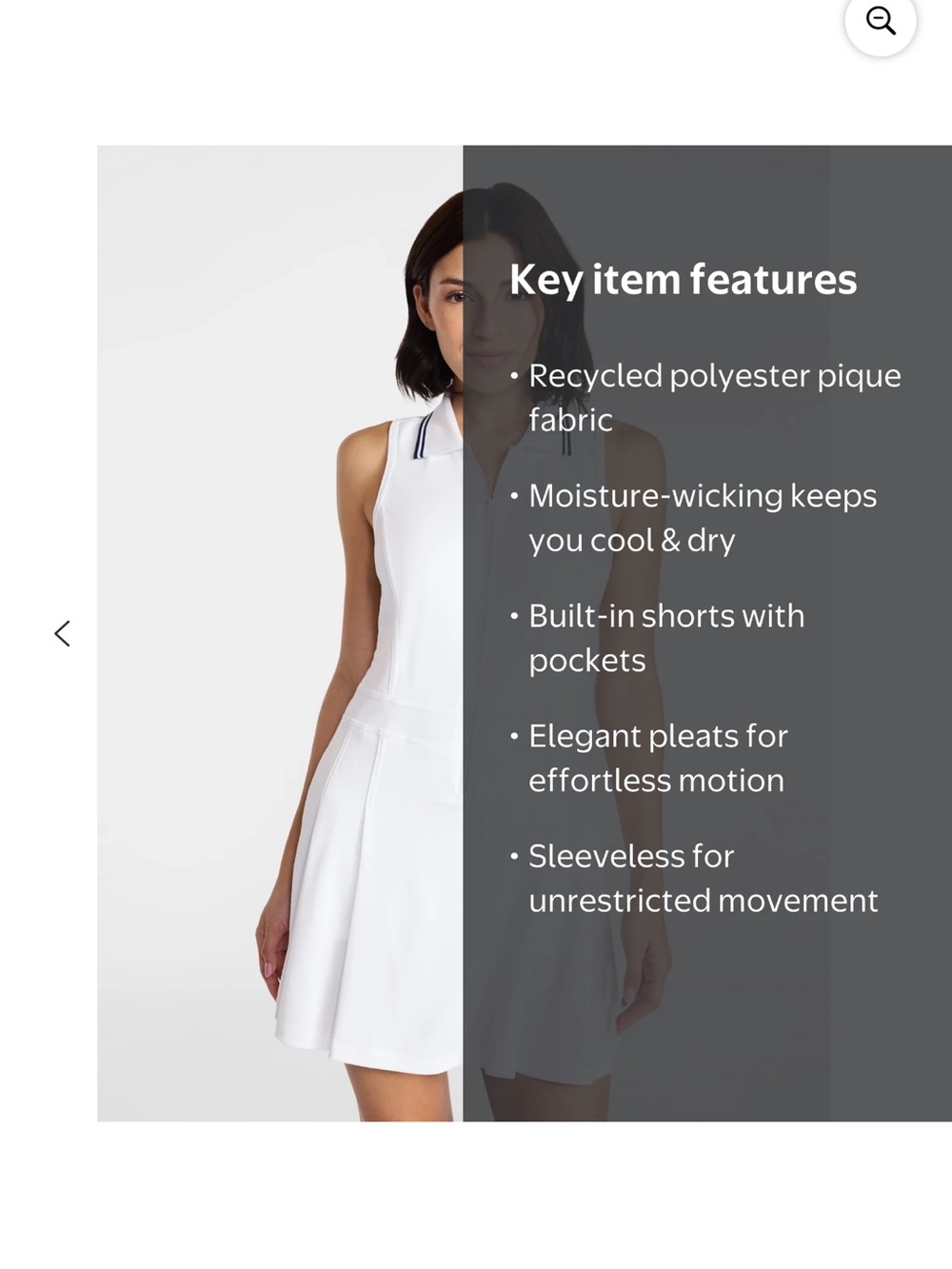 Avia White Sleeveless Zip-Front Golf Dress with Contrast Collar - Picture 5 of 7